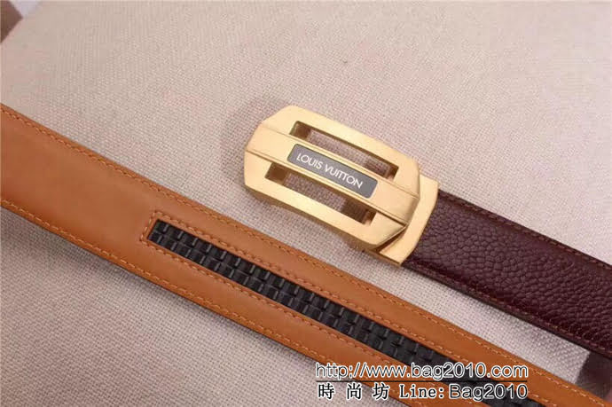 路易威登LV 雙面原版進口牛皮壓鴕鳥腳紋 316精鋼Z字母鋼自動扣 男士皮帶  xfp1226